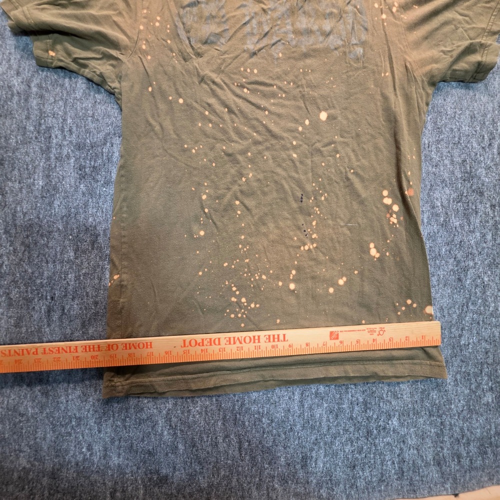 Ed Hardy Love Kills Slowly Rhinestone Bleach Splatter T-Shirt Olive Green M - Picture 11 of 13